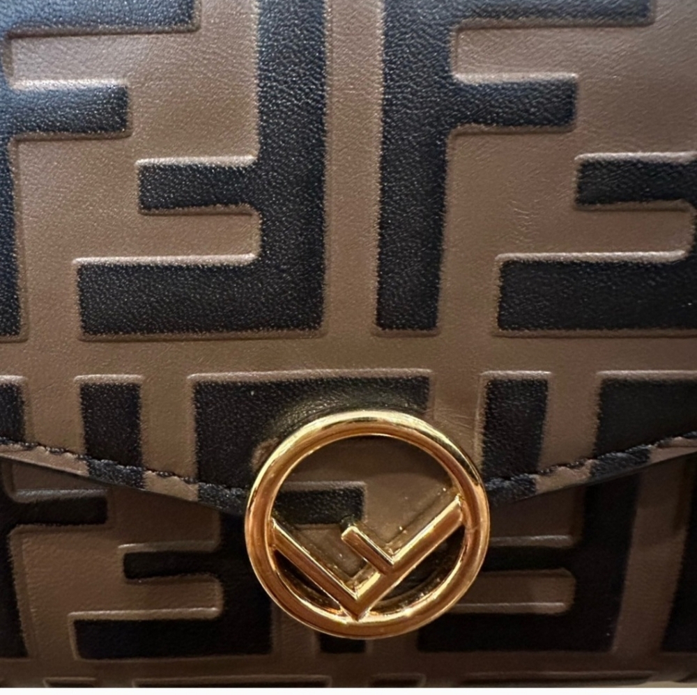 Fendi Black and Brown Logo Clutch - Picture 10 of 13